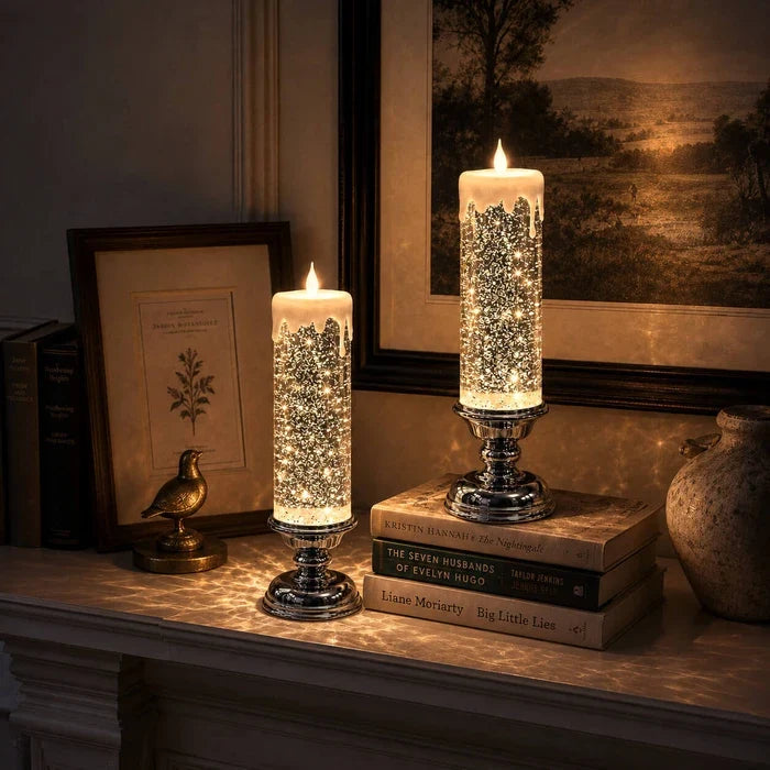 Flameless Glitter Candle – LED Candle with Swirling Sparkle in Three Colors