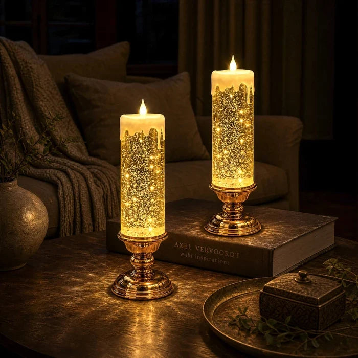 Flameless Glitter Candle – LED Candle with Swirling Sparkle in Three Colors