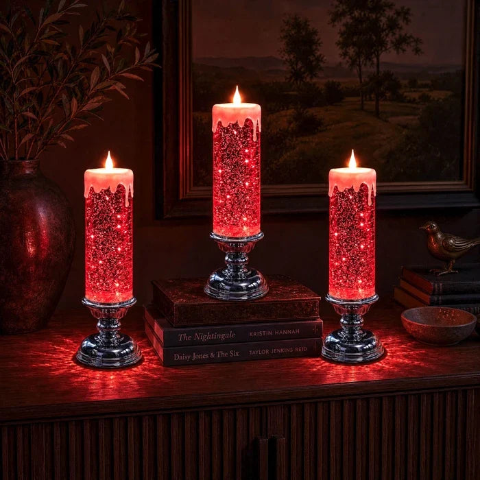 Flameless Glitter Candle – LED Candle with Swirling Sparkle in Three Colors