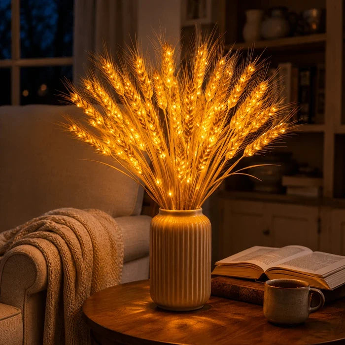 Wheat Bundle Light – Rustic LED Harvest Decor for Shelves and Mantels