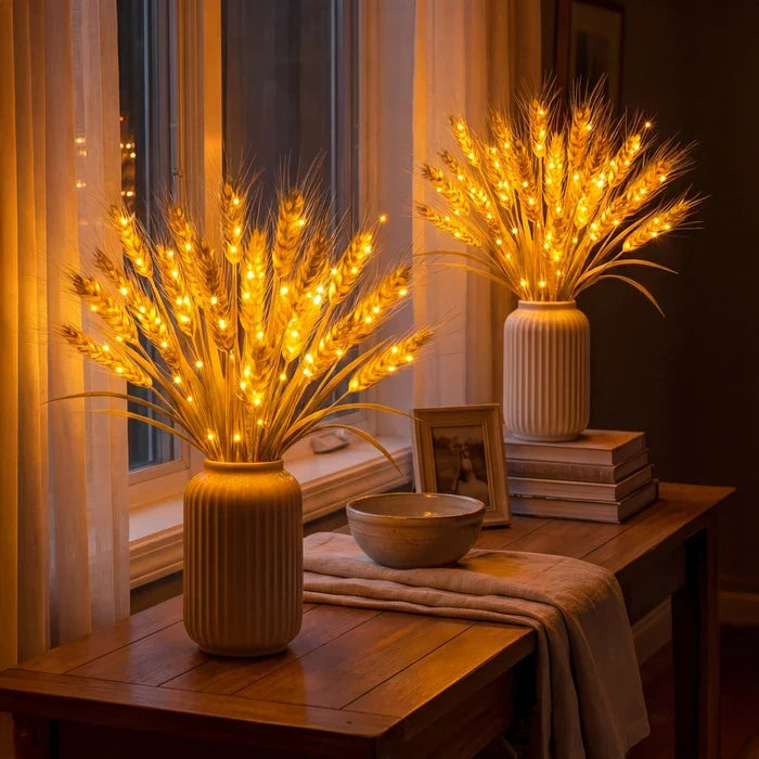 Wheat Bundle Light – Rustic LED Harvest Decor for Shelves and Mantels
