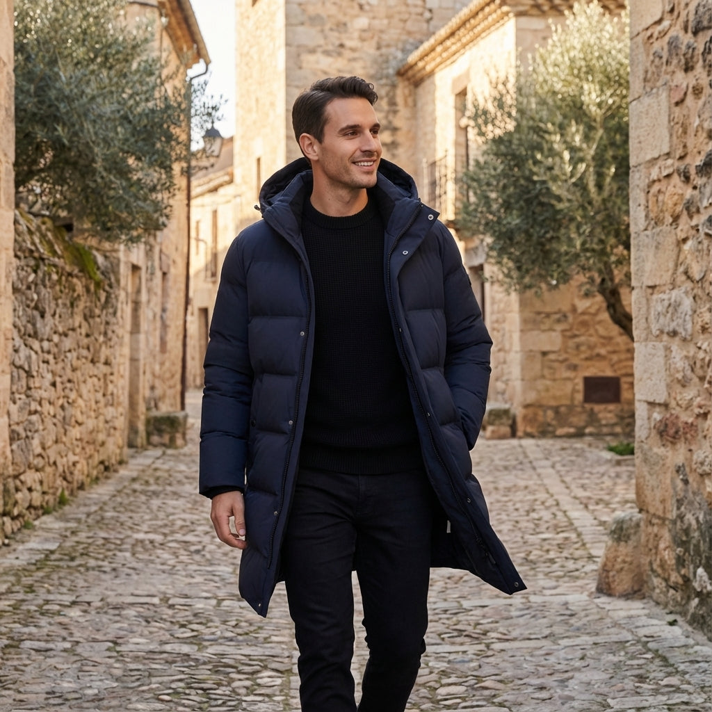 Men’s Puffer Coat | Winter Protection, Structured Design Hooded Parka
