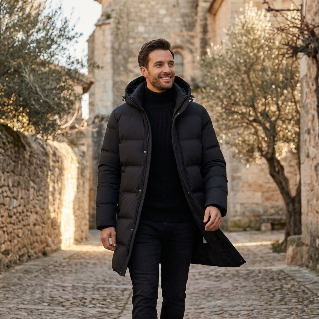 Men’s Puffer Coat | Winter Protection, Structured Design Hooded Parka