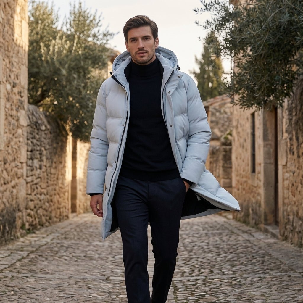 Men’s Puffer Coat | Winter Protection, Structured Design Hooded Parka