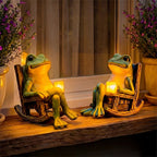 Frog Garden Ornament – Lit Cup Gives a Soft Warm Glow on Porch or Patio