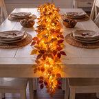 Leaf Garland with Lights – Bendable Faux Greenery with a Warm Champagne Glow