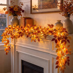 Leaf Garland with Lights – Bendable Faux Greenery with a Warm Champagne Glow