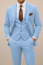 Heren Driedelig Slim Fit Pak voor Bruiloften met Blazer en Gilet 0