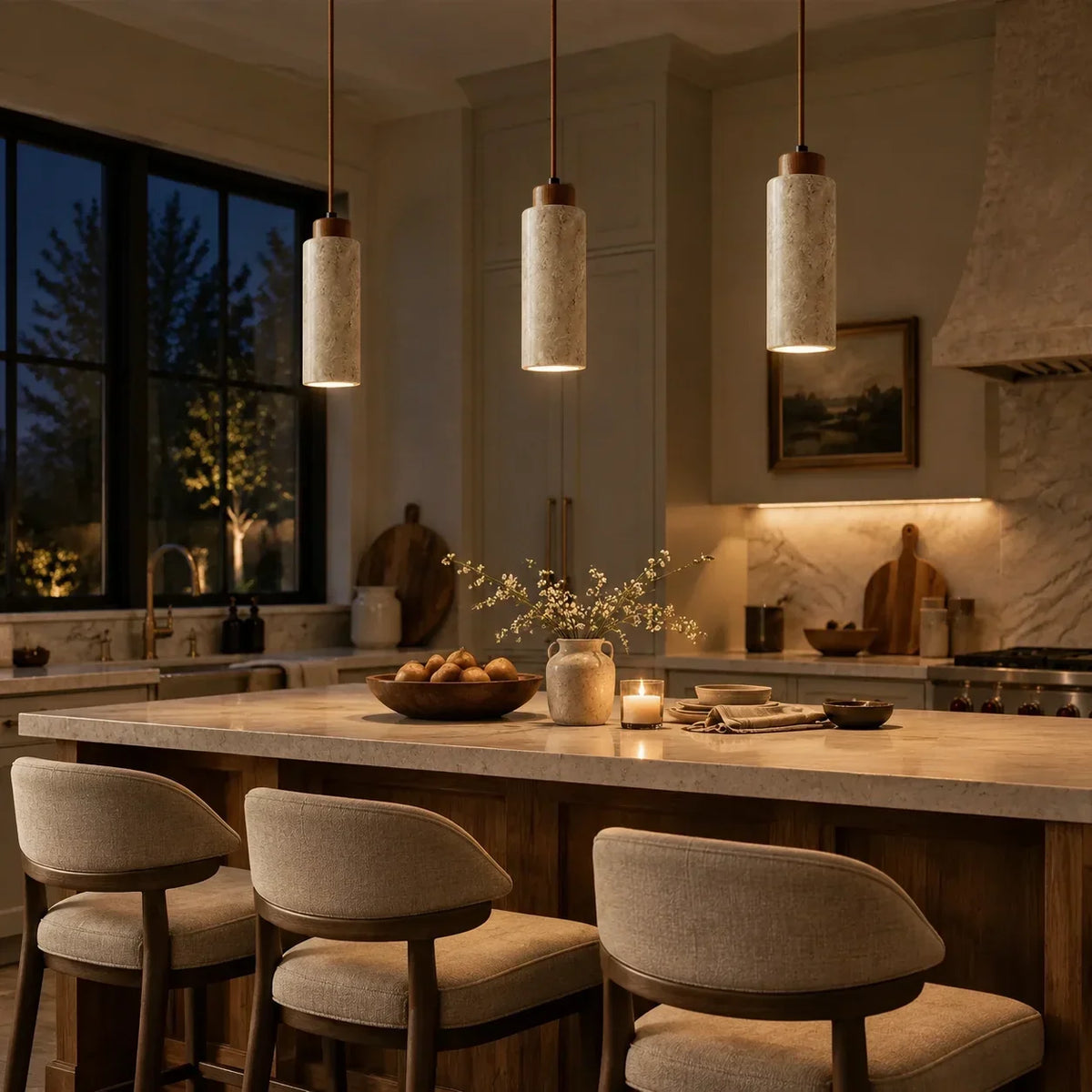 Kairi Natural Stone Travertine Modern Pendant Light 5