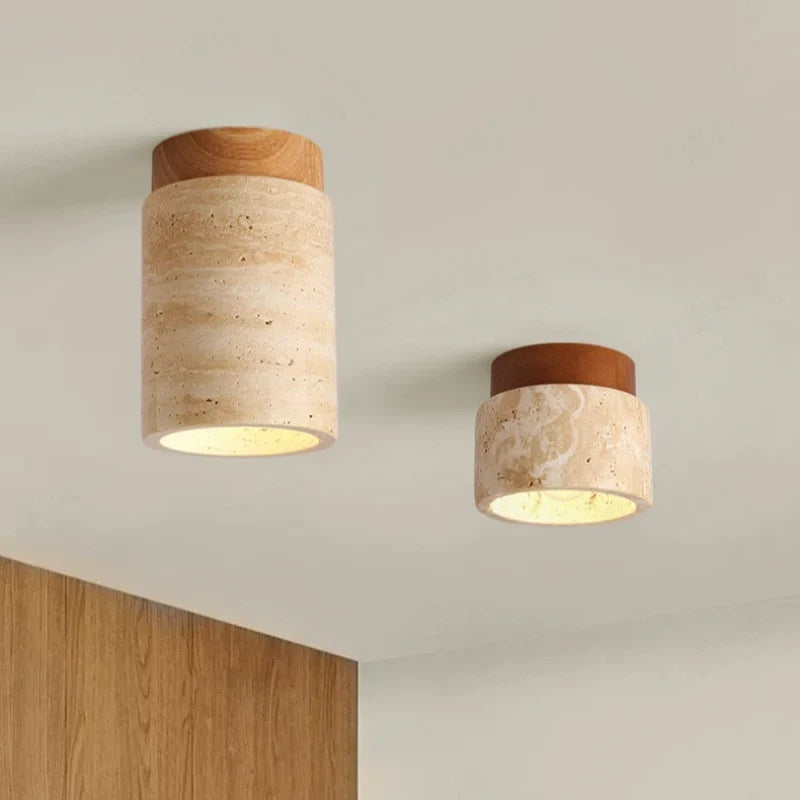 Kairi Scandinavian Natural Travertine Semi Flush Mount Ceiling Light 1
