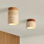 Kairi Scandinavian Natural Travertine Semi Flush Mount Ceiling Light 1