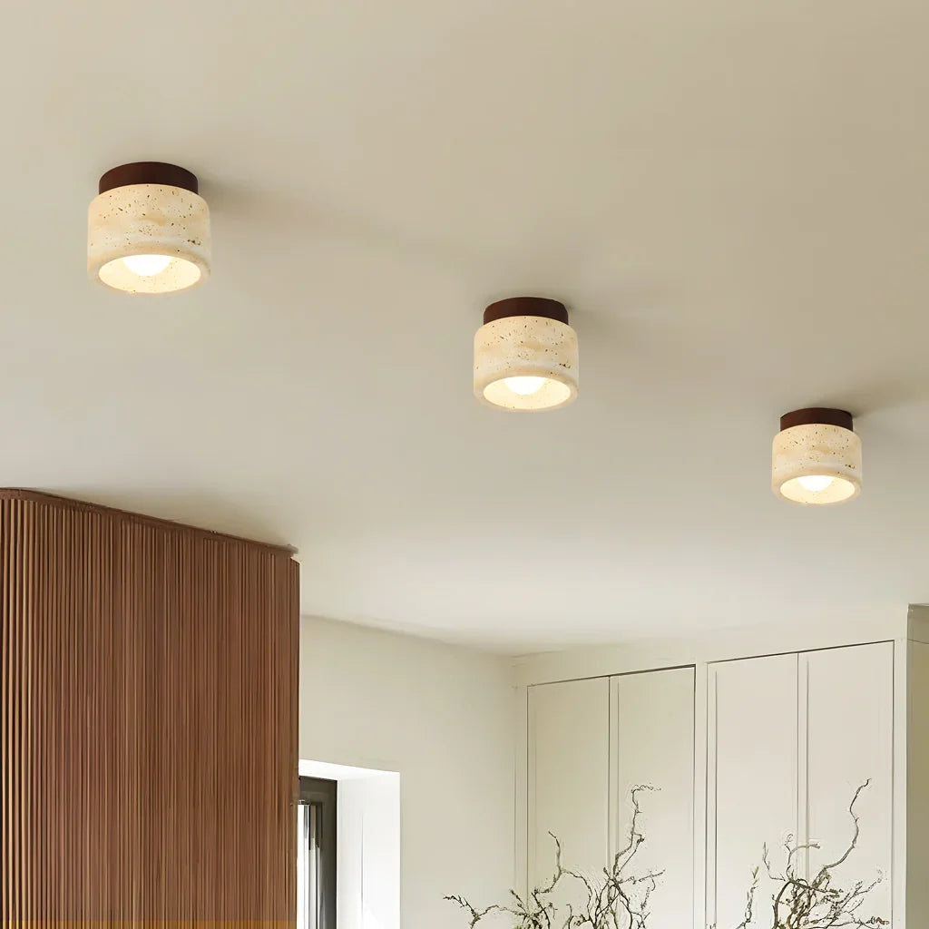 Kairi Scandinavian Natural Travertine Semi Flush Mount Ceiling Light 6