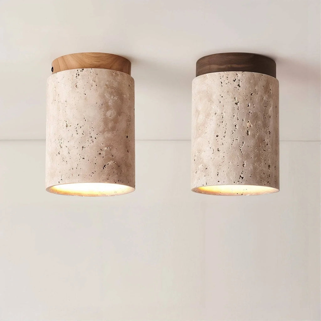 Kairi Scandinavian Natural Travertine Semi Flush Mount Ceiling Light 7