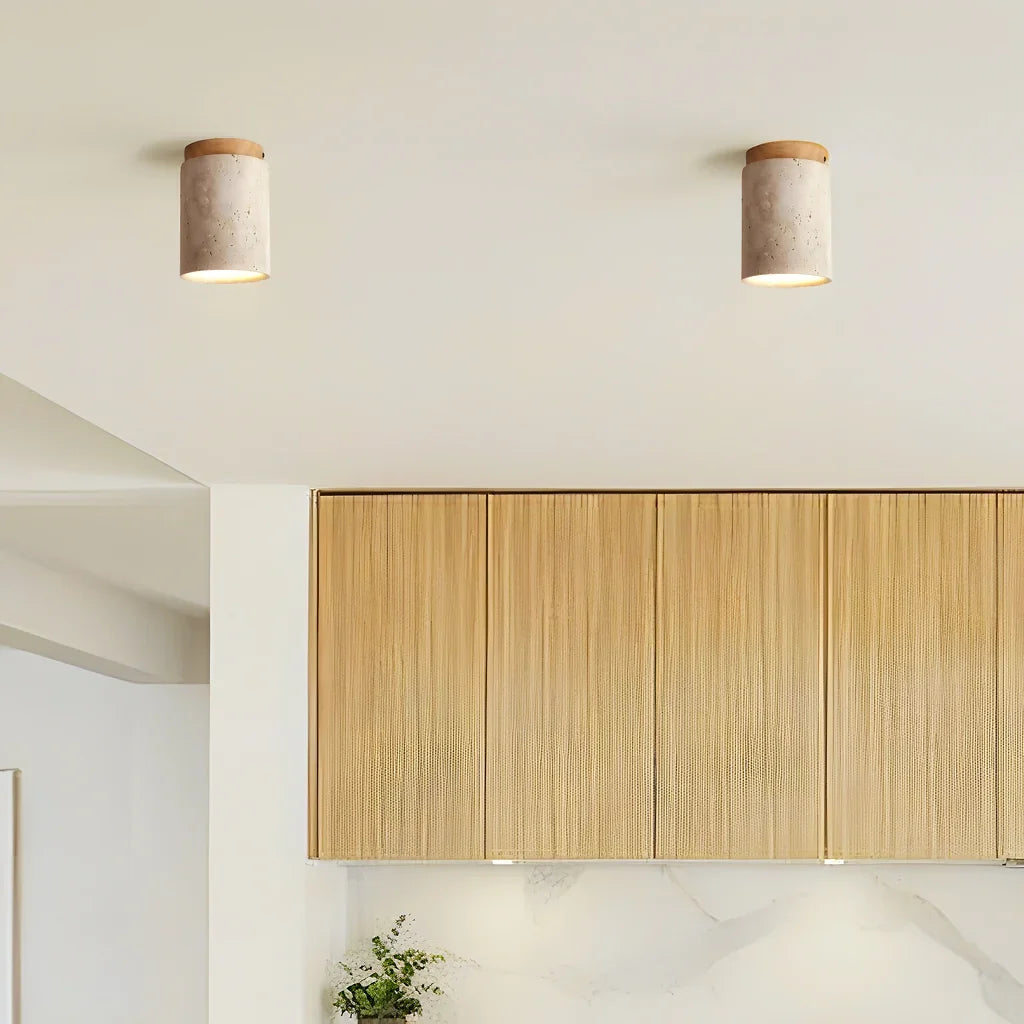 Kairi Scandinavian Natural Travertine Semi Flush Mount Ceiling Light 8