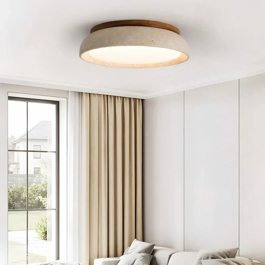 Kairi Scandinavian Travertine Stone Round Ceiling Light 2