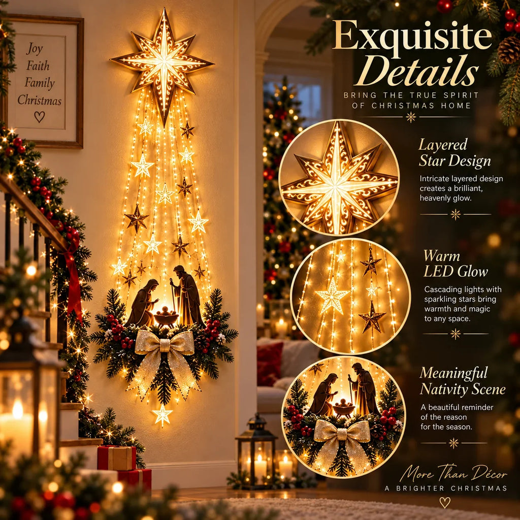 ✨Last Day 90% OFF✨✝️ Bethlehem Star of Faith™ – Lighted Nativity Wall Decor 1