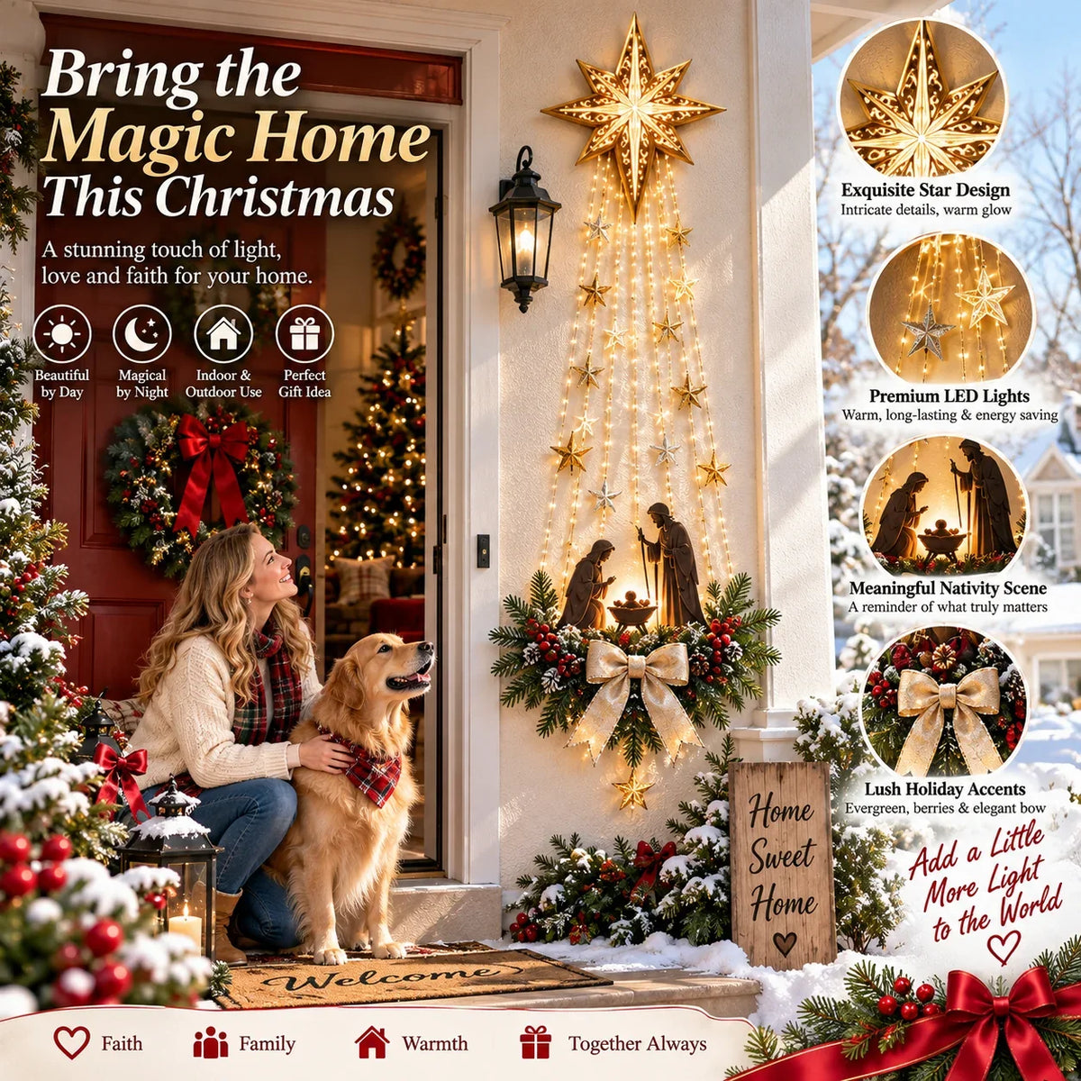 ✨Last Day 90% OFF✨✝️ Bethlehem Star of Faith™ – Lighted Nativity Wall Decor 4