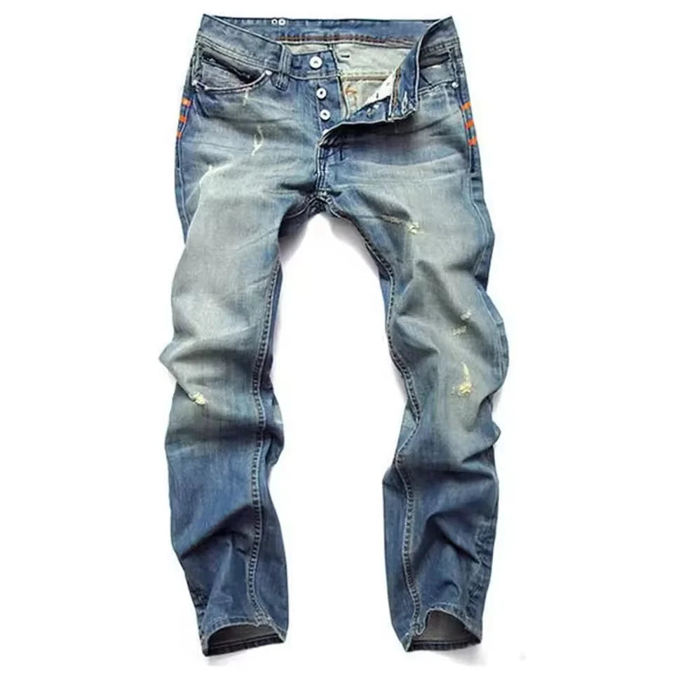 Levi - Men's Straight-Cut Jeans with Distressed Details 1