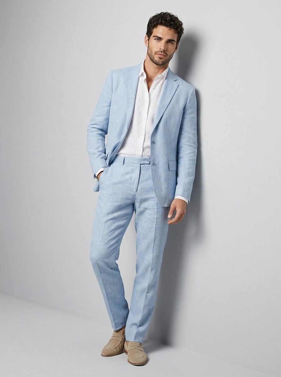 Luchtig Geweven Set met Blazer en Pantalon voor Heren 3