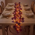 Fall Leaf Garland with Lights – Deep Red Maple Vine You Can Bend to Shape