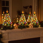 Tabletop Christmas Tree Light – Retro Sculpted Tree with a Star on Top