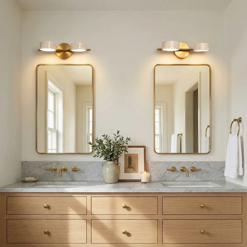 Notus Wabi-Sabi LED Natural Travertine Vanity Light 5