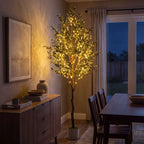 Faux Olive Tree with Lights – Gray-Green Leaves and Twinkling LEDs