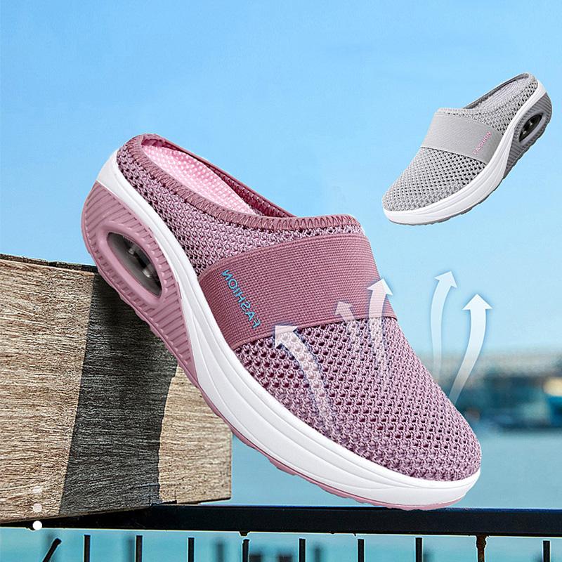 Knit mesh house shoes