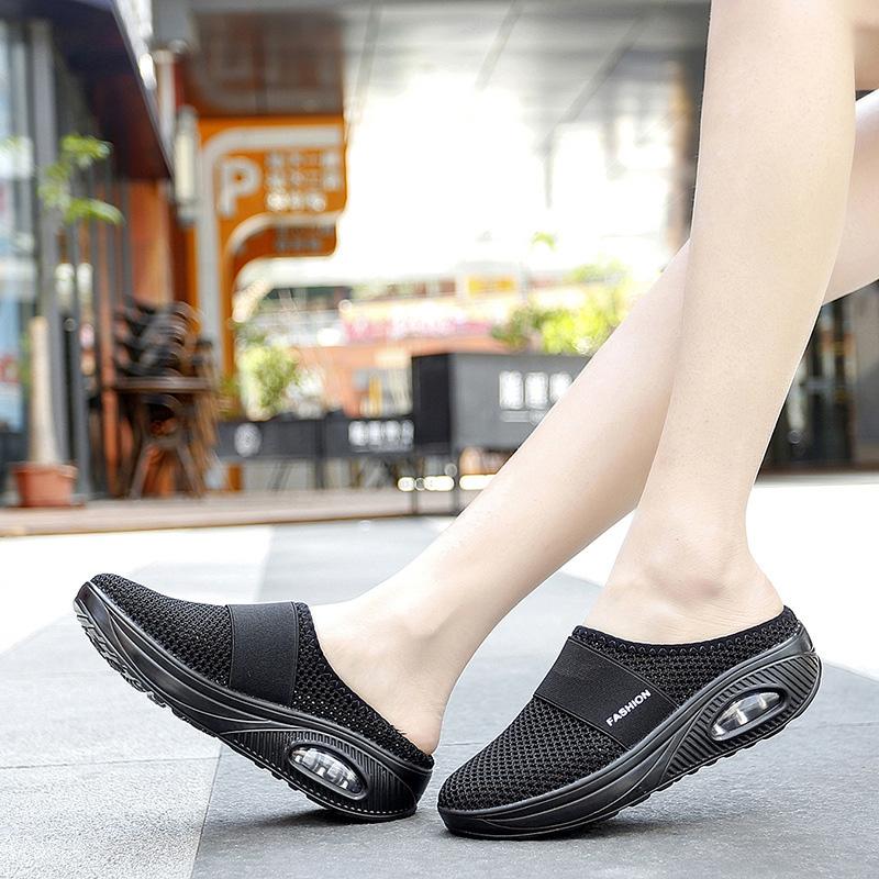 Knit mesh house shoes