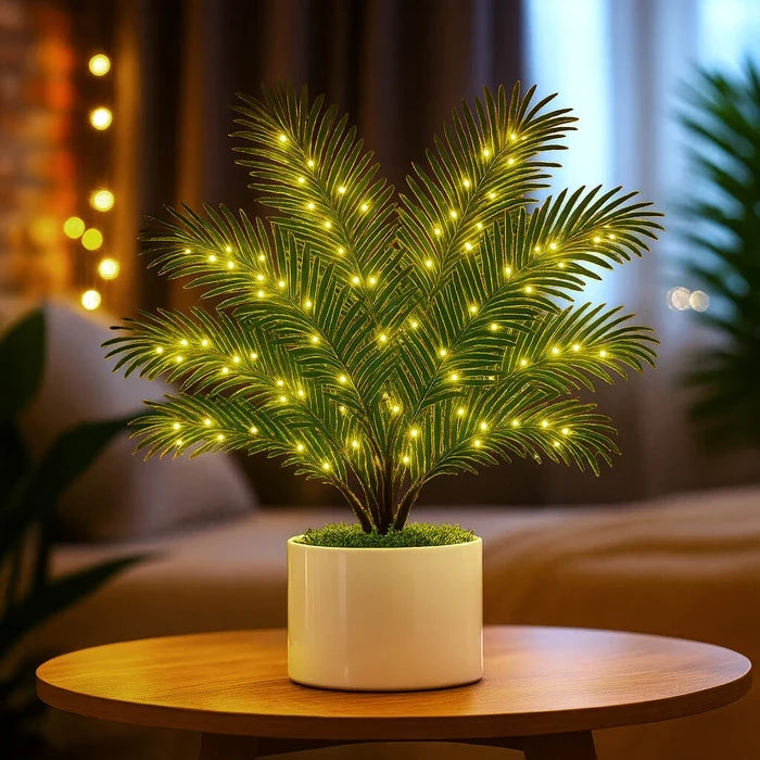Artificial Palm Light – Faux Areca Plant with a Warm Glow Along Each Frond