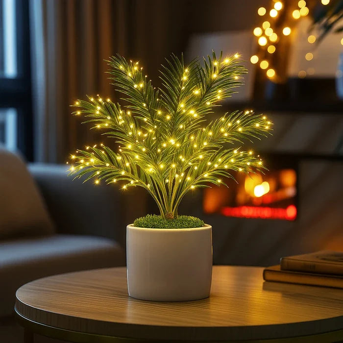 Artificial Palm Light – Faux Areca Plant with a Warm Glow Along Each Frond