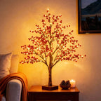Berry Tree Light – Lit Tabletop Tree with Red Berries and a Soft Warm Glow