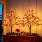 Berry Tree Light – Lit Tabletop Tree with Red Berries and a Soft Warm Glow