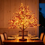 Berry Tree Light – Lit Tabletop Tree with Red Berries and a Soft Warm Glow