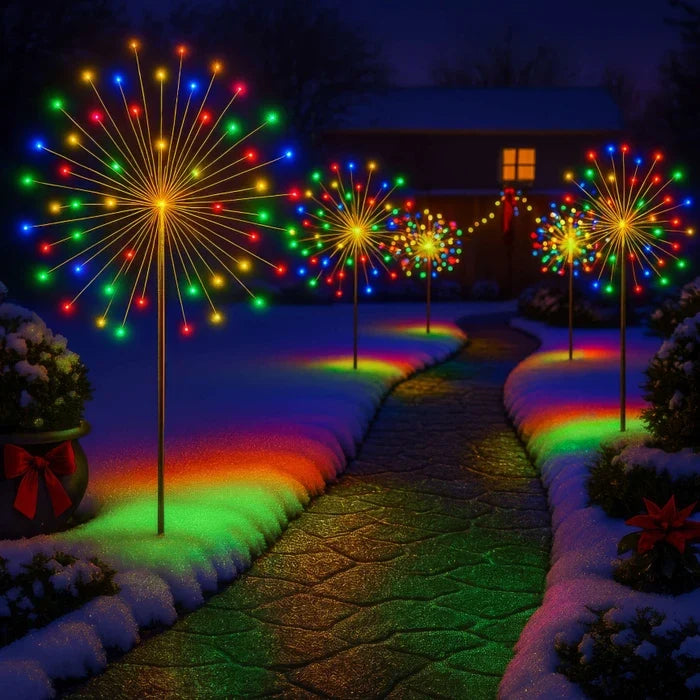 Firework Path Lights – Colorful Starburst Glow for Garden Beds and Walkways
