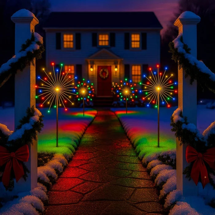 Firework Path Lights – Colorful Starburst Glow for Garden Beds and Walkways