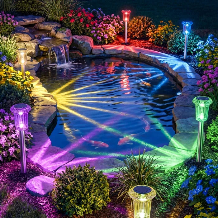 Garden Path Lights – Solar Starburst Stakes That Spread Rainbow Color