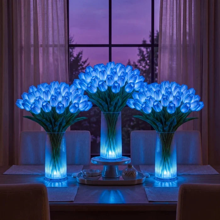 Light-Up Tulip Centerpiece – Artificial Flowers with a Soft Warm LED Glow