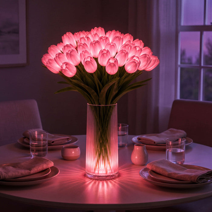 Light-Up Tulip Centerpiece – Artificial Flowers with a Soft Warm LED Glow