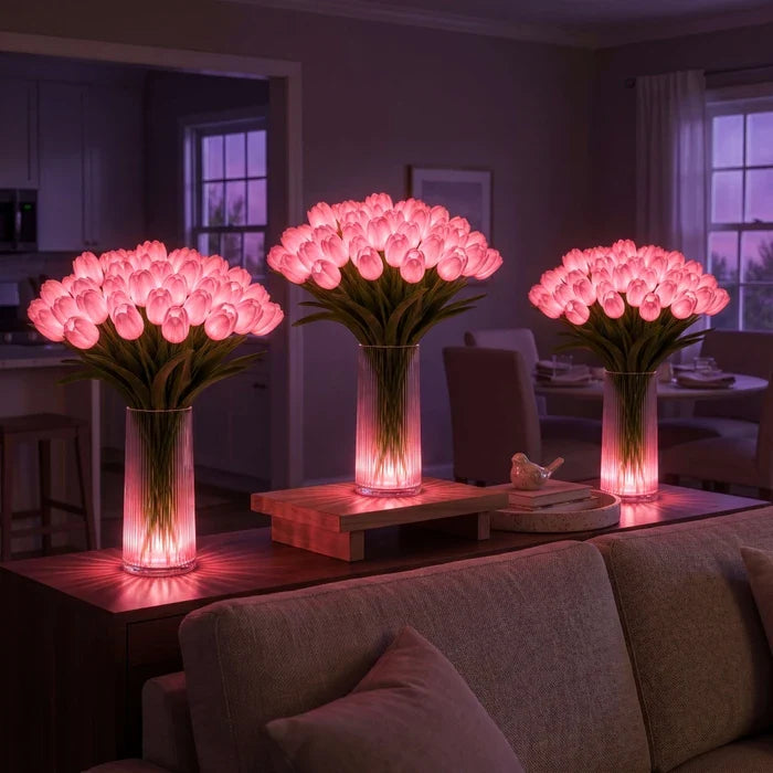 Light-Up Tulip Centerpiece – Artificial Flowers with a Soft Warm LED Glow