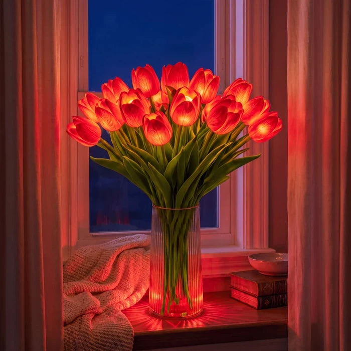 Light-Up Tulip Centerpiece – Artificial Flowers with a Soft Warm LED Glow