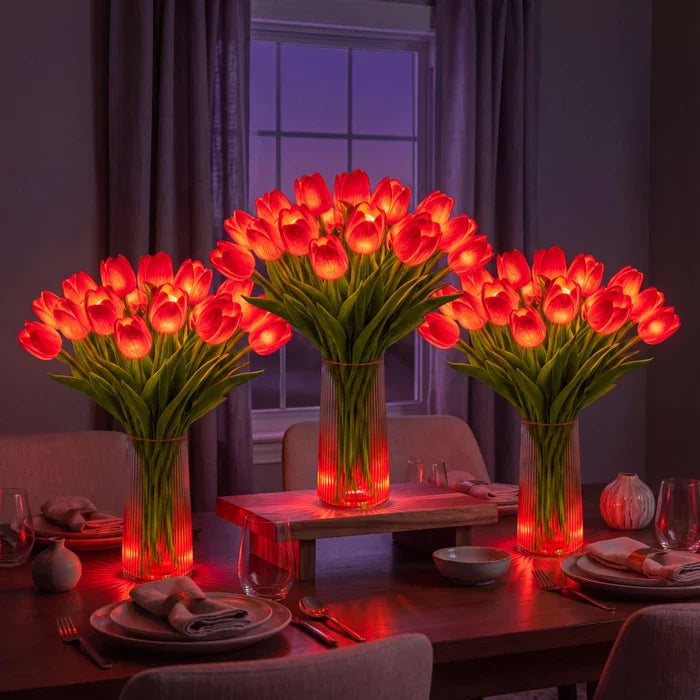Light-Up Tulip Centerpiece – Artificial Flowers with a Soft Warm LED Glow