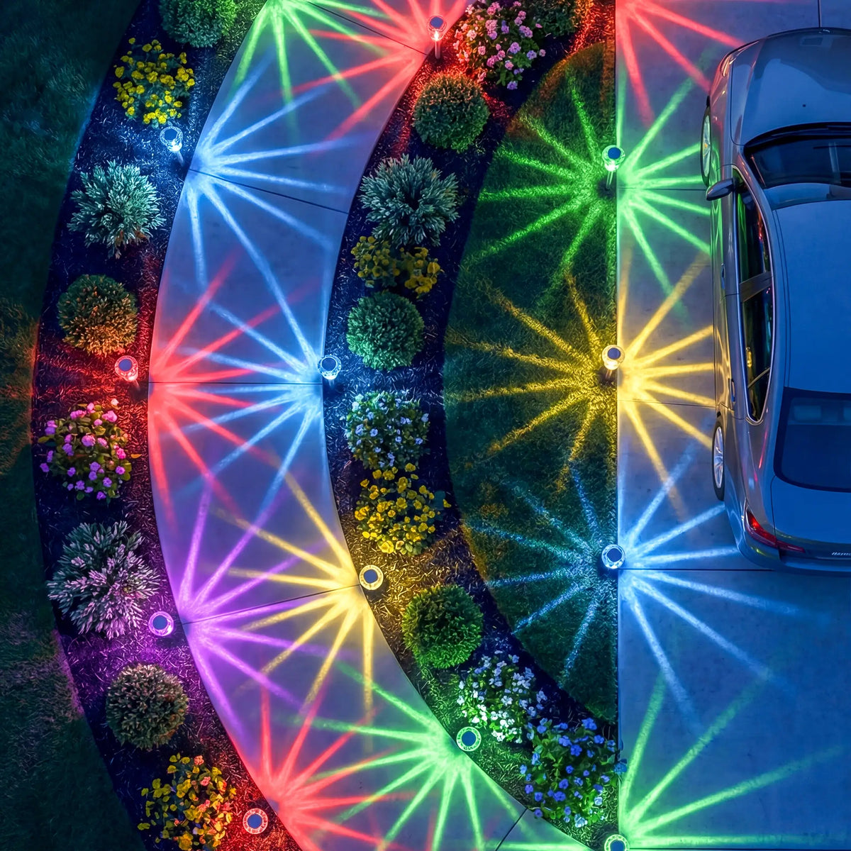 Garden Path Lights – Solar Starburst Stakes That Spread Rainbow Color