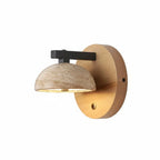 Riley Travertine Wood Round Wall Sconce 7