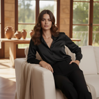 Satin Blouse | Timeless Elegant Style, Fluid Drape Button-Front Top Womens
