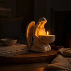 Angel Figurine Candle Stand – Sculpted Statue with a Glossy Wrap-Around Cradle