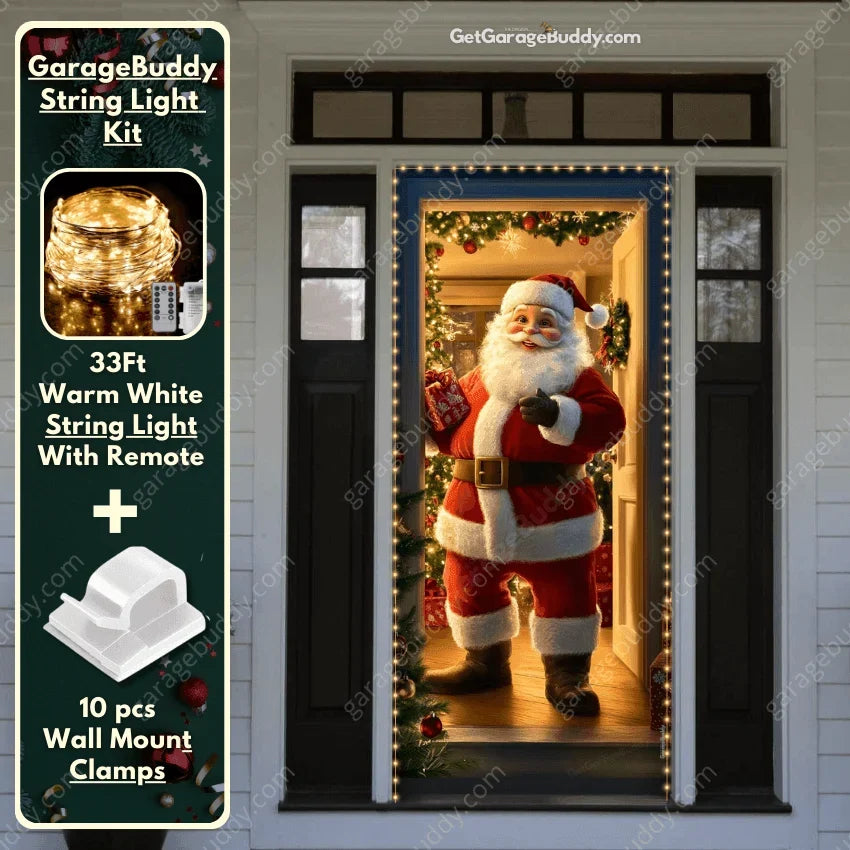 Santa's Welcome Christmas Door Cover - Easy Stretch Fit for Holiday Cheer 3