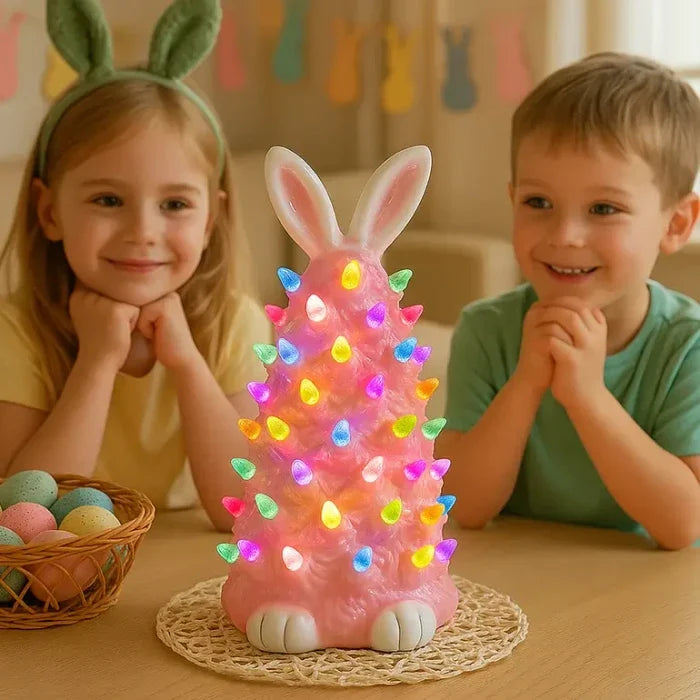 Rabbit Figure Lamp – Pastel Pink Bunny Decor With a Multicolor Glow