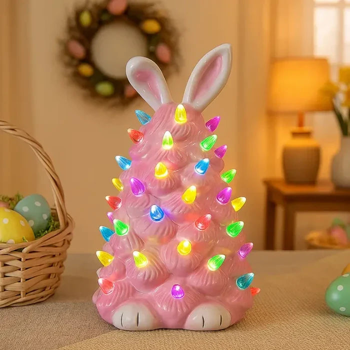Rabbit Figure Lamp – Pastel Pink Bunny Decor With a Multicolor Glow