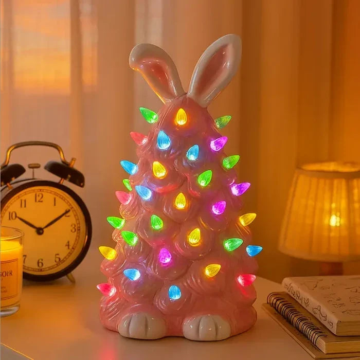Rabbit Figure Lamp – Pastel Pink Bunny Decor With a Multicolor Glow